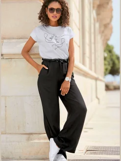 Pantalon paperbag coulisse à la taille