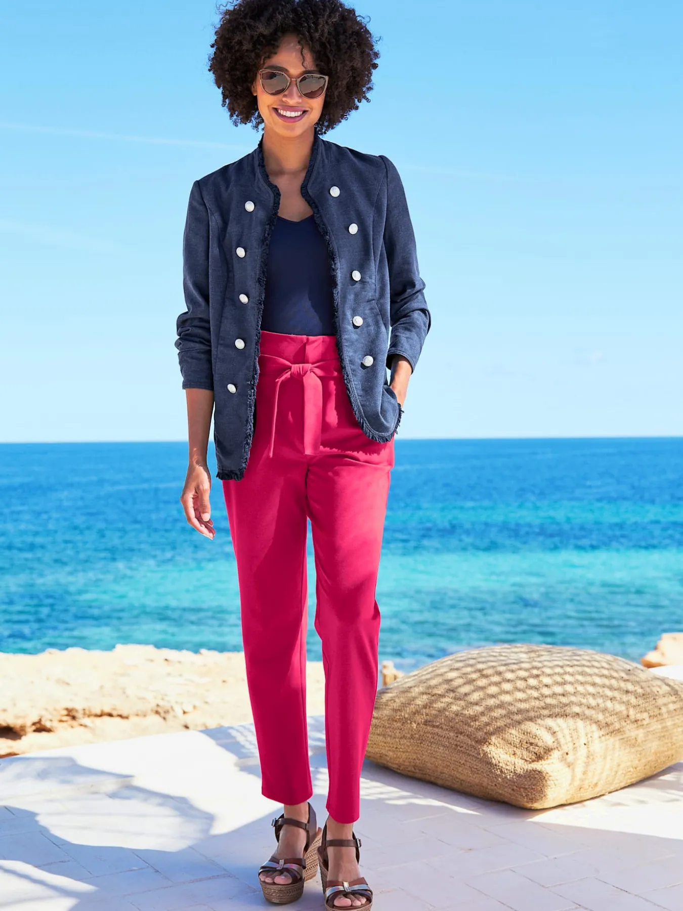 Pantalon paperbag coupe carotte