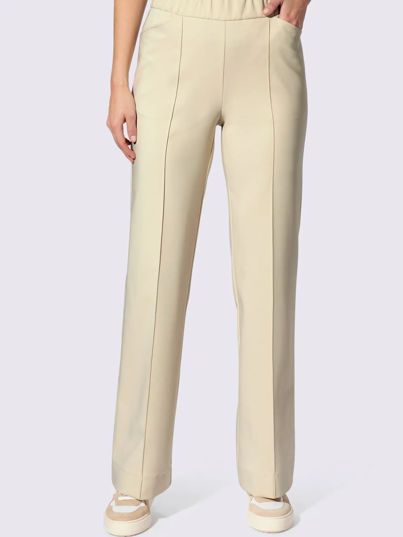Pantalon plis repassés piqués, aspect soigné
