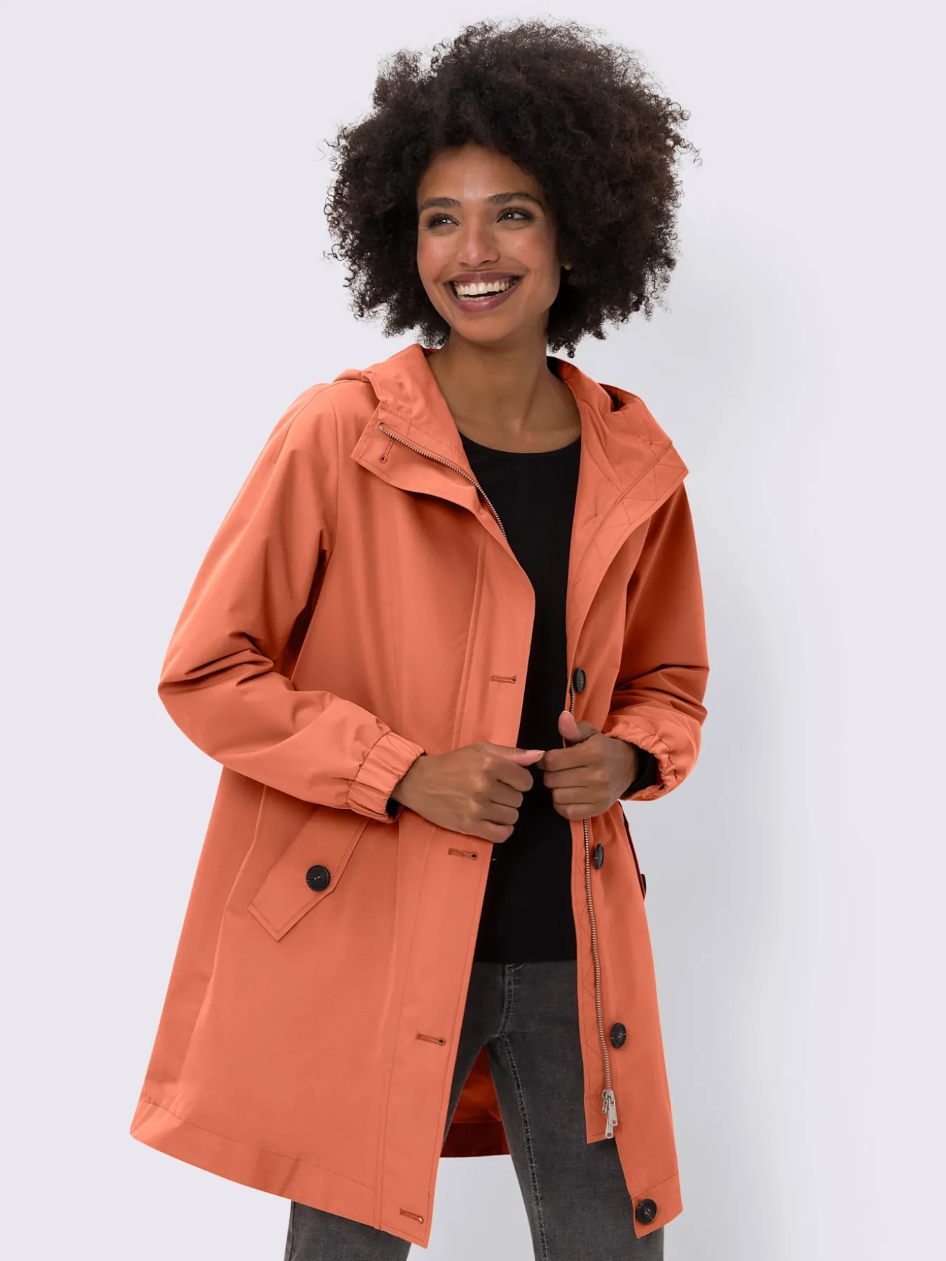 Parka boutons contrastés élégants
