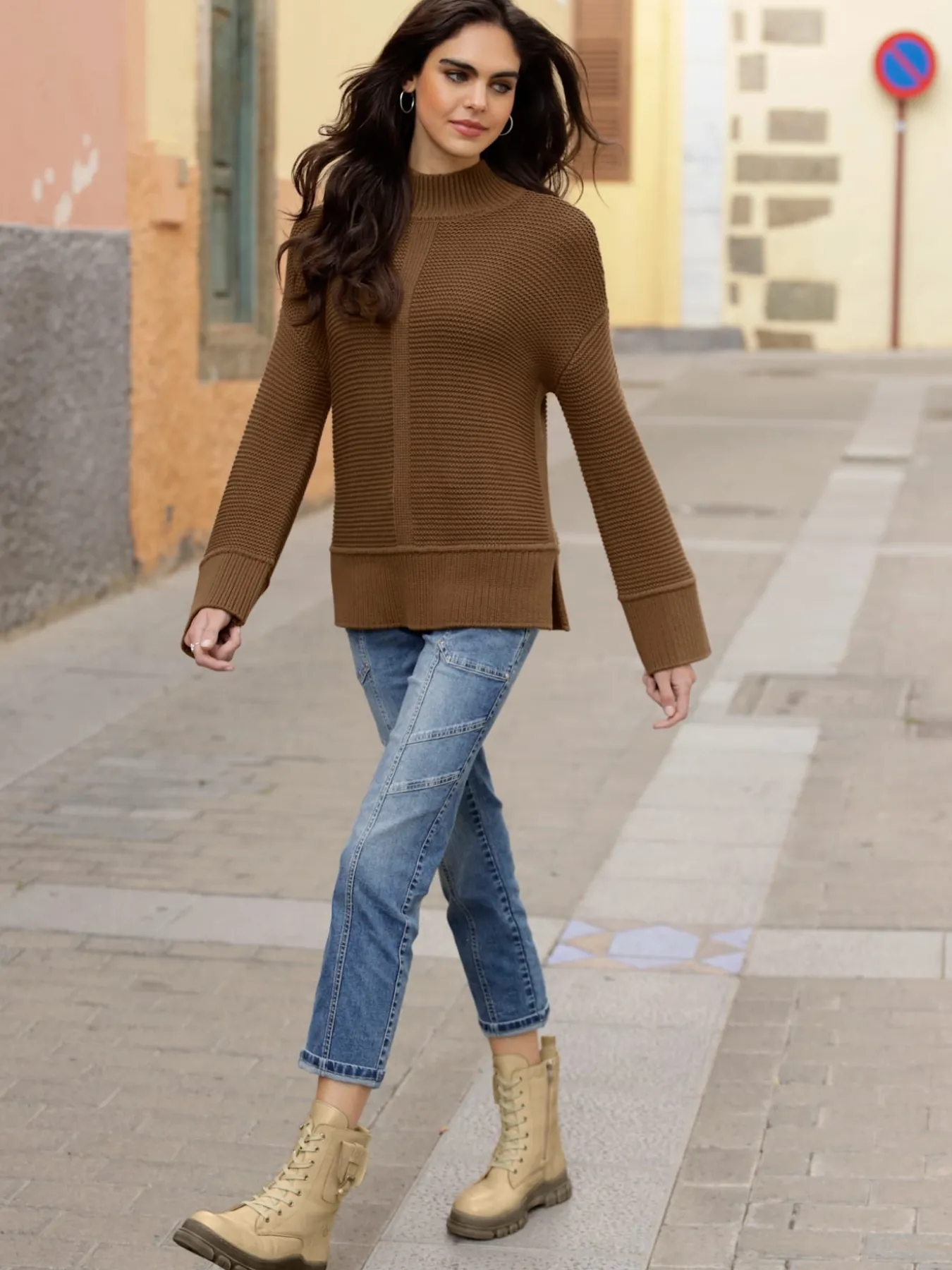 Pull à col montant 50% coton