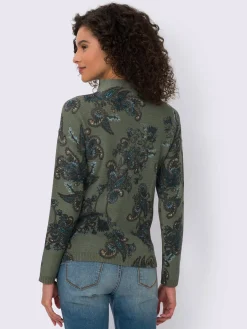 Pull à col montant imprimé floral