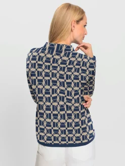 Pull à col montant motif graphique