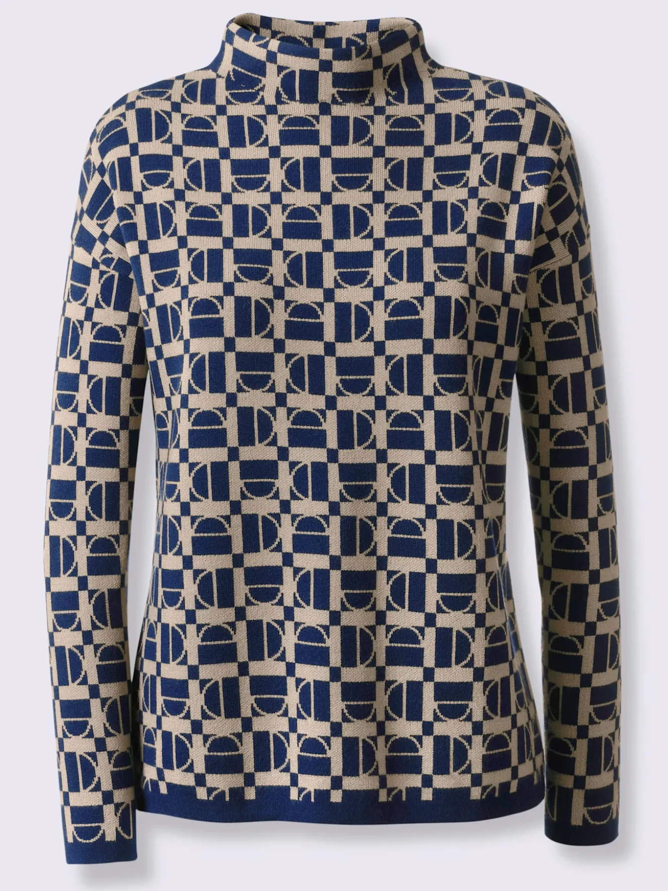 Pull à col montant motif graphique