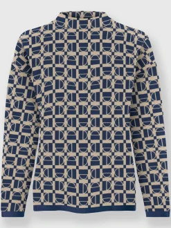 Pull à col montant motif graphique