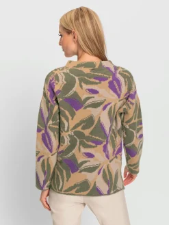 Pull à col montant motif jacquard tendance
