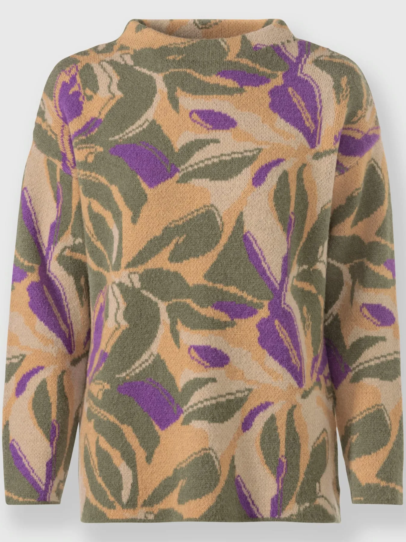 Pull à col montant motif jacquard tendance