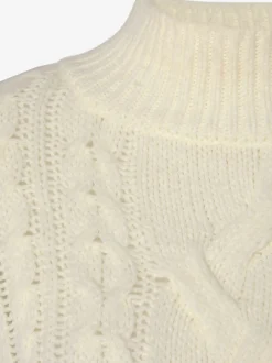 Pull à col montant motif torsadé tendance devant et aux manches