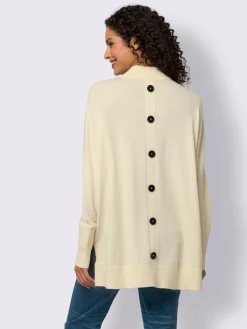 Pull à col montant patte de boutonnage au dos