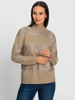 Pull à col montant rayures tendance