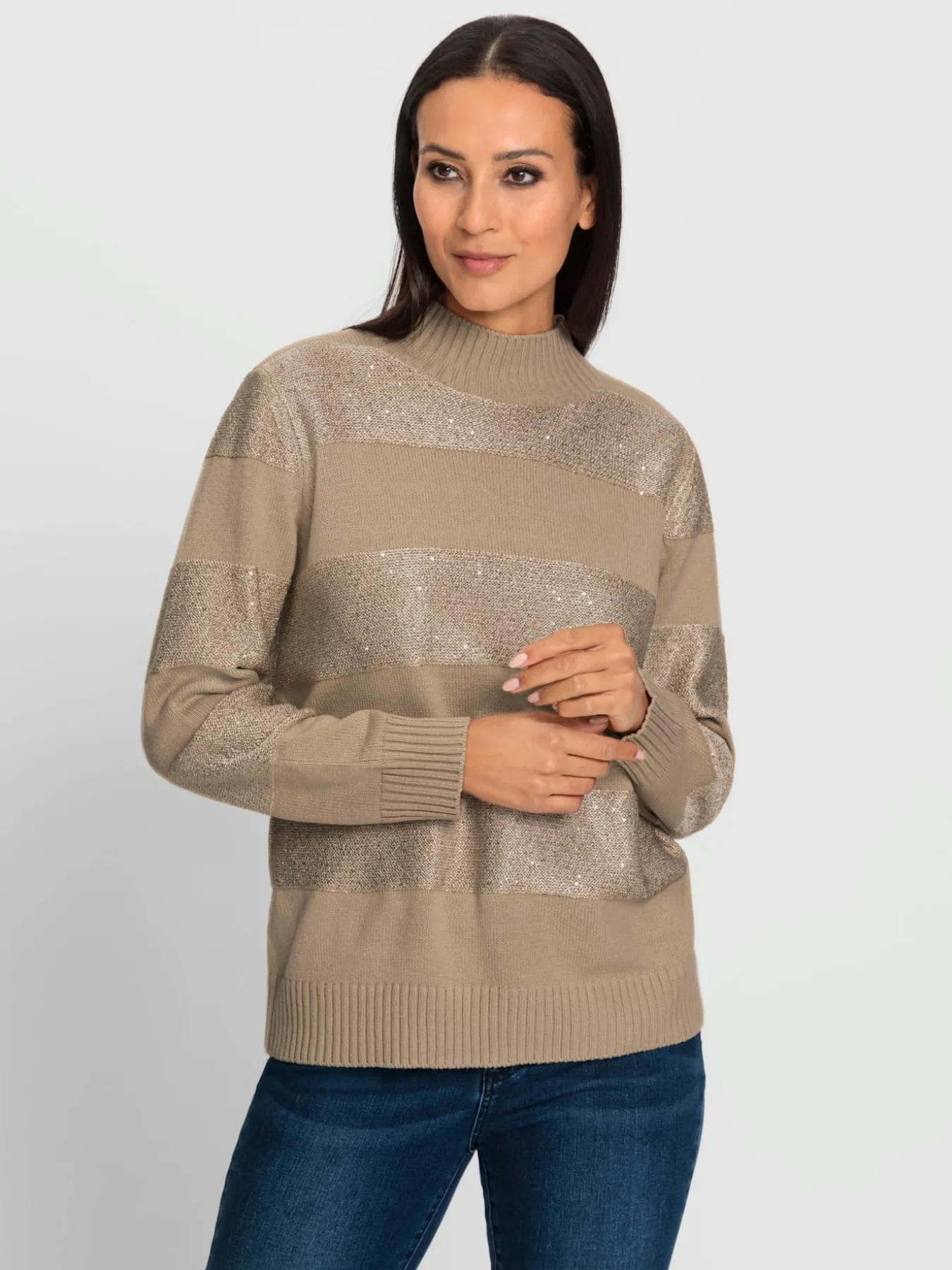 Pull à col montant rayures tendance
