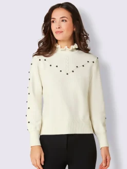 Pull à col montant superbe mélange de matières