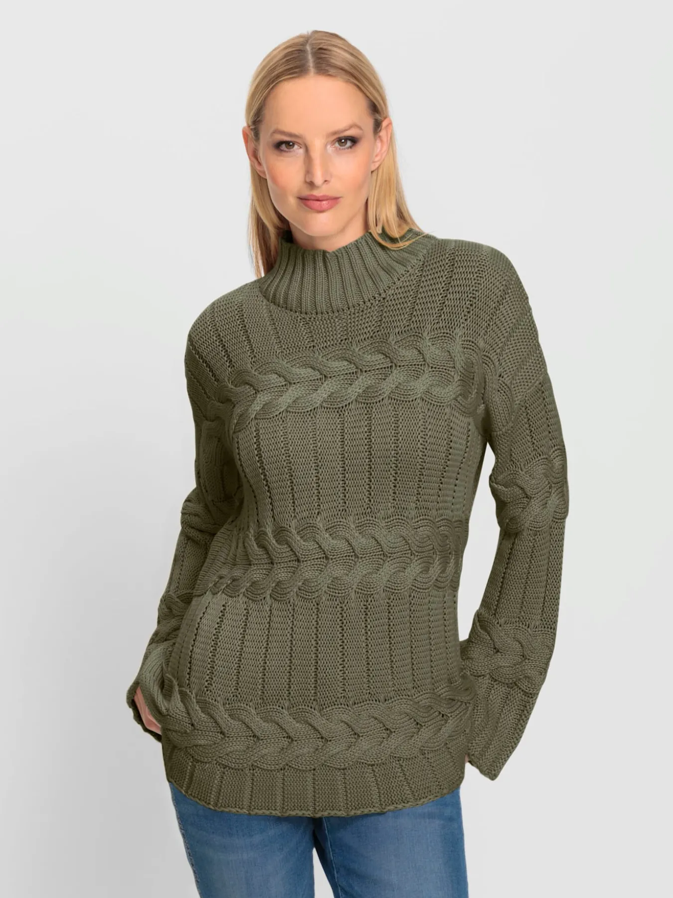 Pull à col montant superbe mélange de motifs tricotés