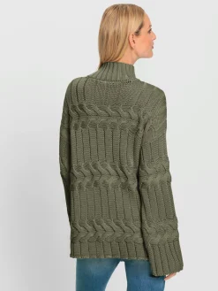 Pull à col montant superbe mélange de motifs tricotés
