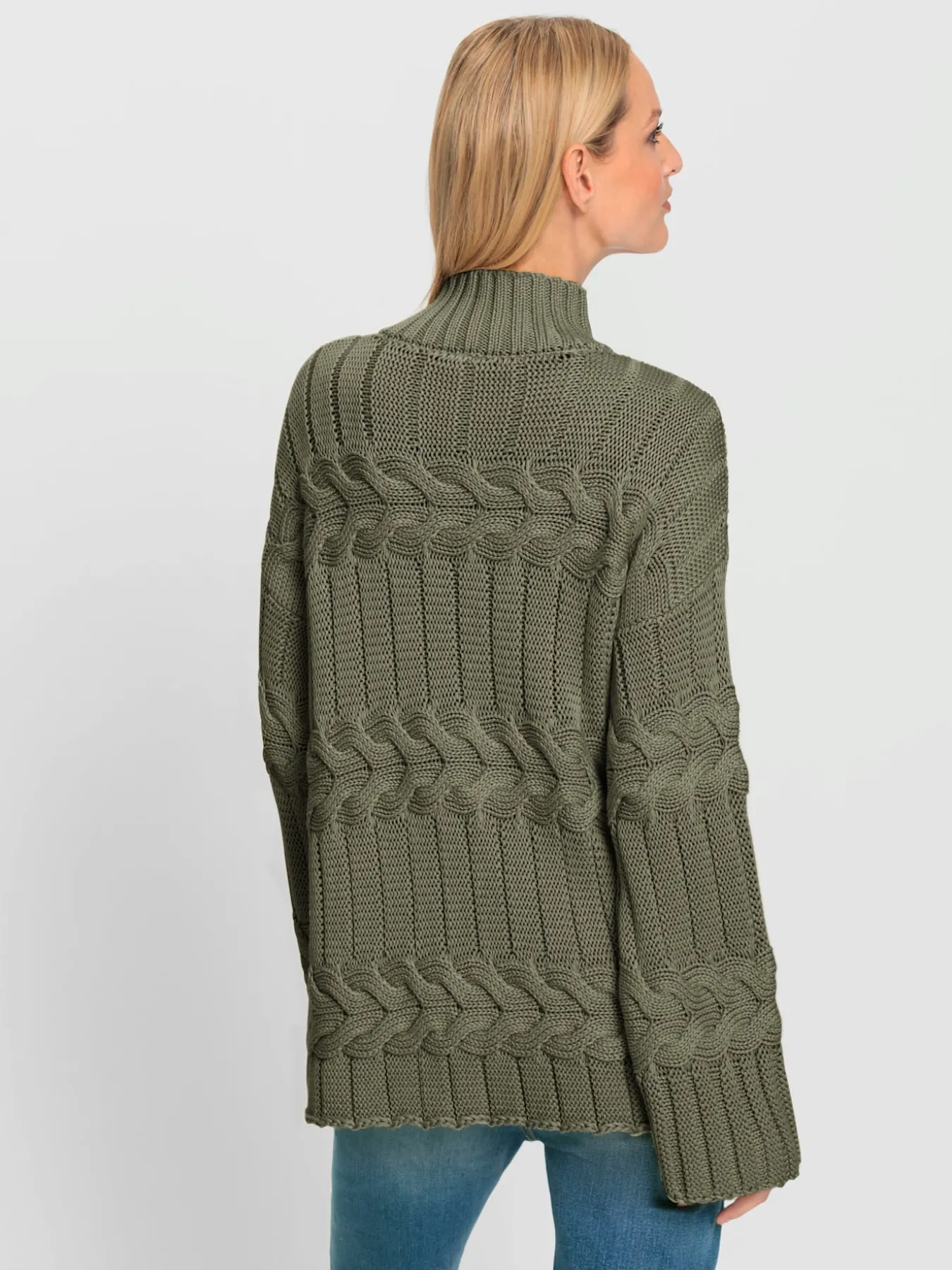 Pull à col montant superbe mélange de motifs tricotés