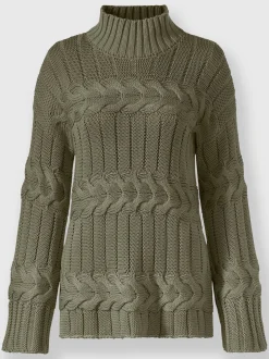 Pull à col montant superbe mélange de motifs tricotés