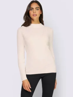 Pull à col montant tricot côtelé moderne
