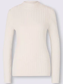 Pull à col montant tricot côtelé moderne