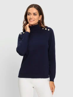 Pull à col roulé beaux boutons fantaisie.