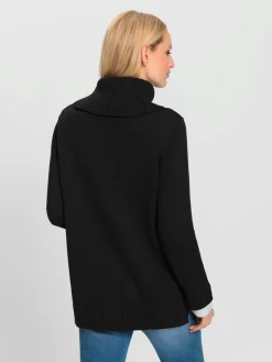 Pull à col roulé empiècement chemisier manches et ourlet