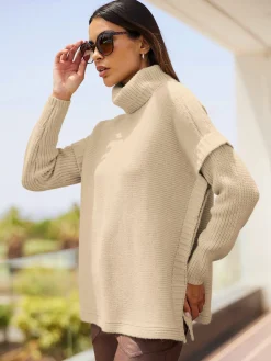 Pull à col roulé mélange de tricots moderne