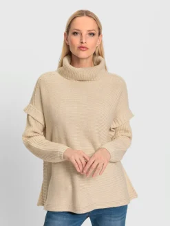 Pull à col roulé mélange de tricots moderne