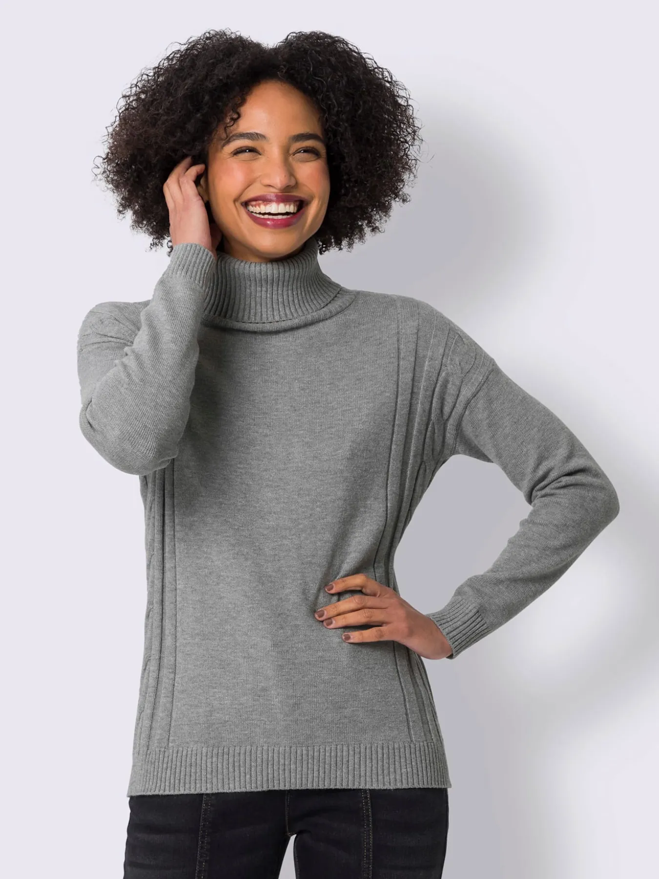 Pull à col roulé mélange de tricots moderne