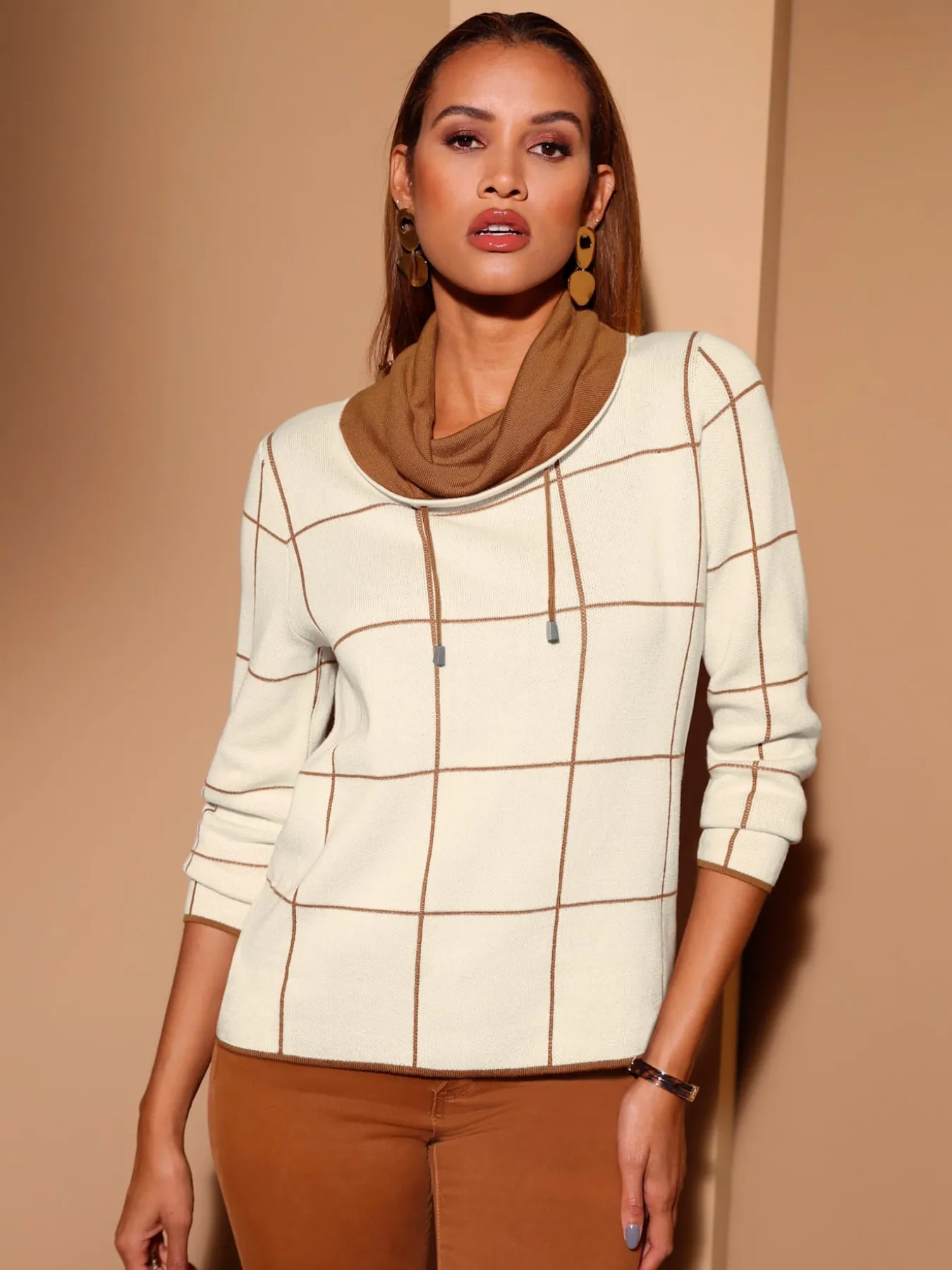 Pull à col roulé motif jacquard