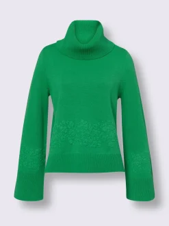 Pull à col roulé superbe broderie florale