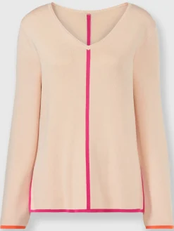 Pull à encolure en v détails contrastés