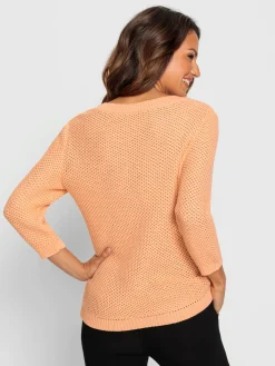 Pull à encolure en v motif structuré tendance