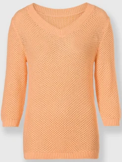 Pull à encolure en v motif structuré tendance