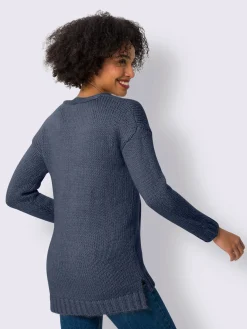 Pull à encolure en v plus long au dos