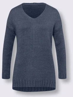 Pull à encolure en v plus long au dos