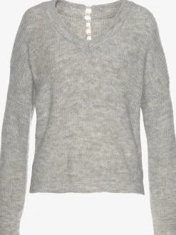 Pull à encolure en v pull en tricot avec perles