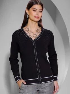 Pull à encolure en v tricot fin et doux