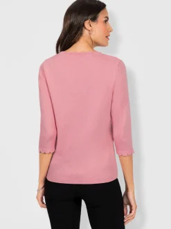 Pull à manches 3/4 fausse patte de boutonnage