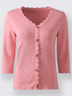 Pull à manches 3/4 fausse patte de boutonnage