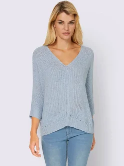 Pull à manches 3/4 fil fantaisie léger