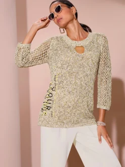 Pull à manches 3/4 joli mélange de fils