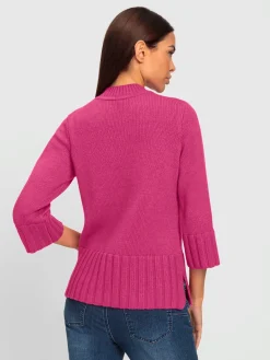 Pull à manches 3/4 larges finitions côtelées confortables