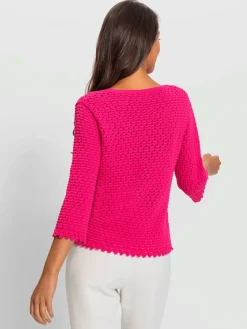 Pull à manches 3/4 motif ajouré transparent discret