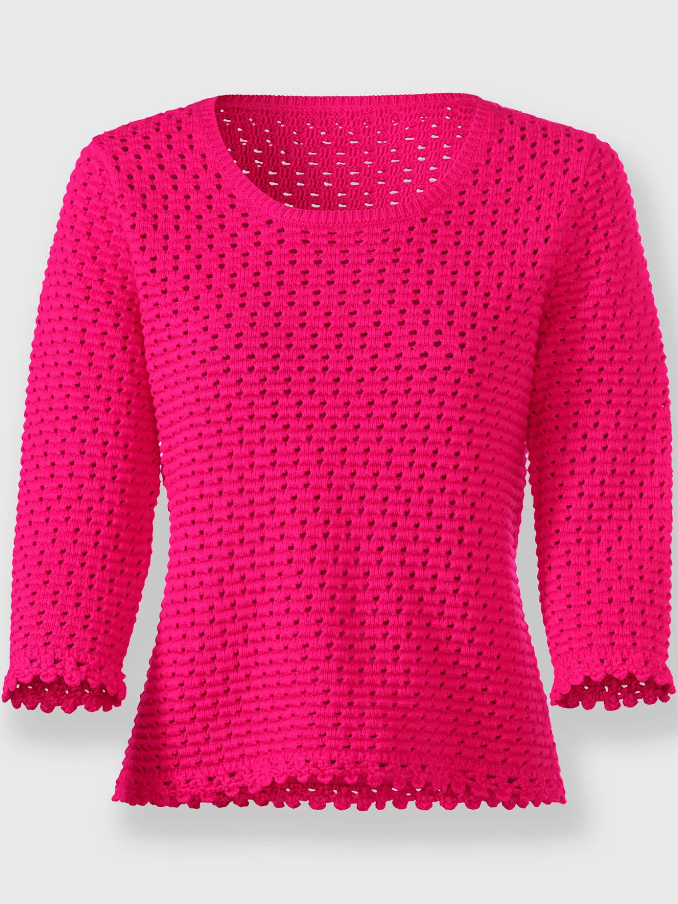 Pull à manches 3/4 motif ajouré transparent discret