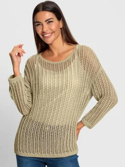Pull à manches 3/4 motif ajouré léger