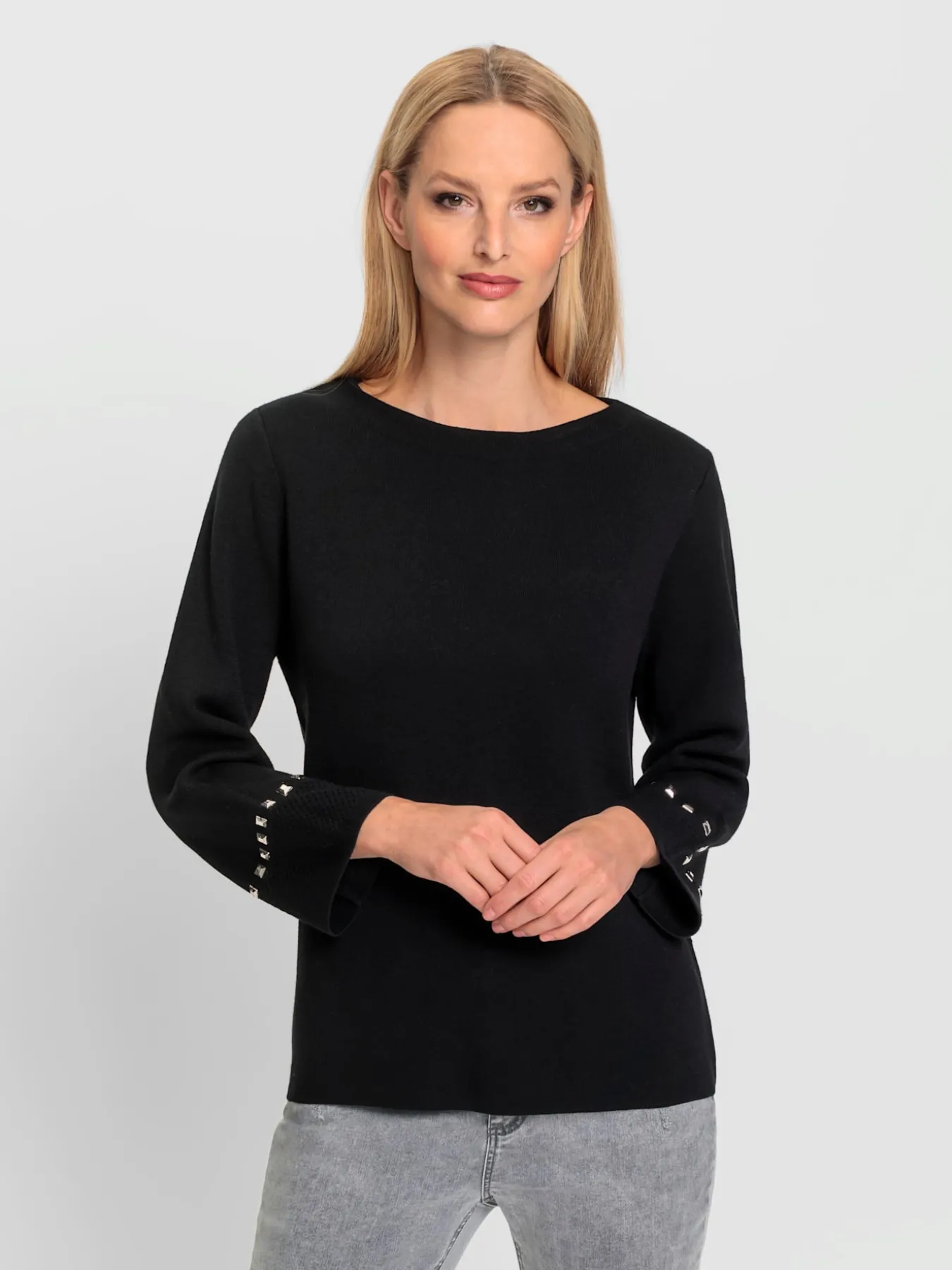 Pull à manches 3/4 petites pierres fantaisie tendance