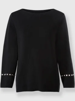 Pull à manches 3/4 petites pierres fantaisie tendance