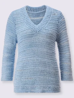 Pull à manches 3/4 pull tendance en mélange de cotons doux