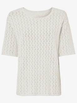 Pull à manches courtes motif ajouré léger