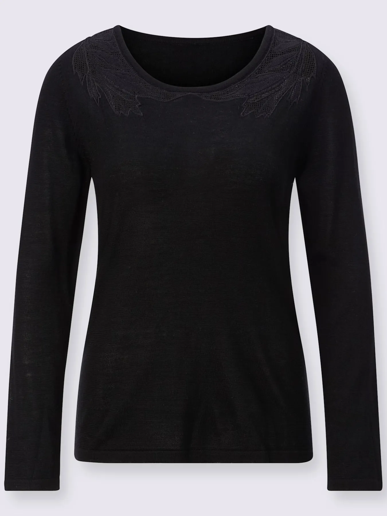 Pull à manches longues empiècements maille décoratifs