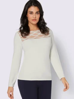 Pull à manches longues encolure en u féminine